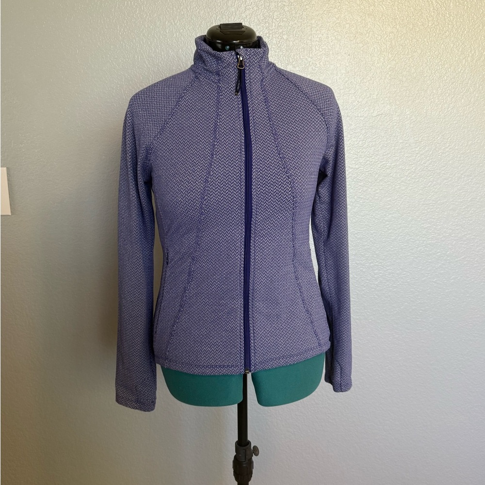 Athleta Women's Zip Jacket with Purple and White Pattern